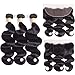 VTAOZI Brazilian Body Wave 3 Bundles with 13x4 Ear To Ear Lace Frontal Closure, 100% Unprocessed Virgin Human Hair, 12 inches, Wavy, Black, Natural Color, Sew-In Installation