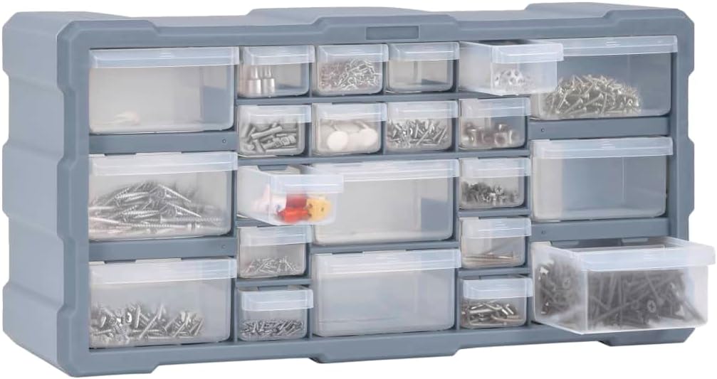 vidaXL Multi-Drawer Organizer with 22 Drawers, Workshop Tool Organizer, Storage Box Unit for Storing Craft Nail Bolt Screw, Drawer Cabinet