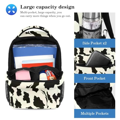 Cartable de grande capacité vache marron avec trousse pour soulager le dos