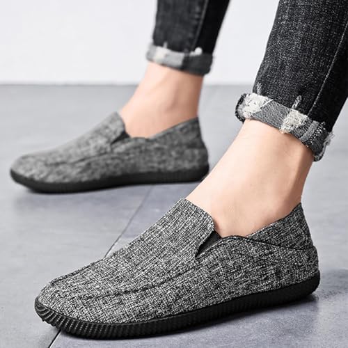 MILDSEVEN Simplicity Men's Fashion Canvas Shoes, Casual Traditional Chinese Linen Shoes, Handmade Comfortable Retro Loafers,8,A4