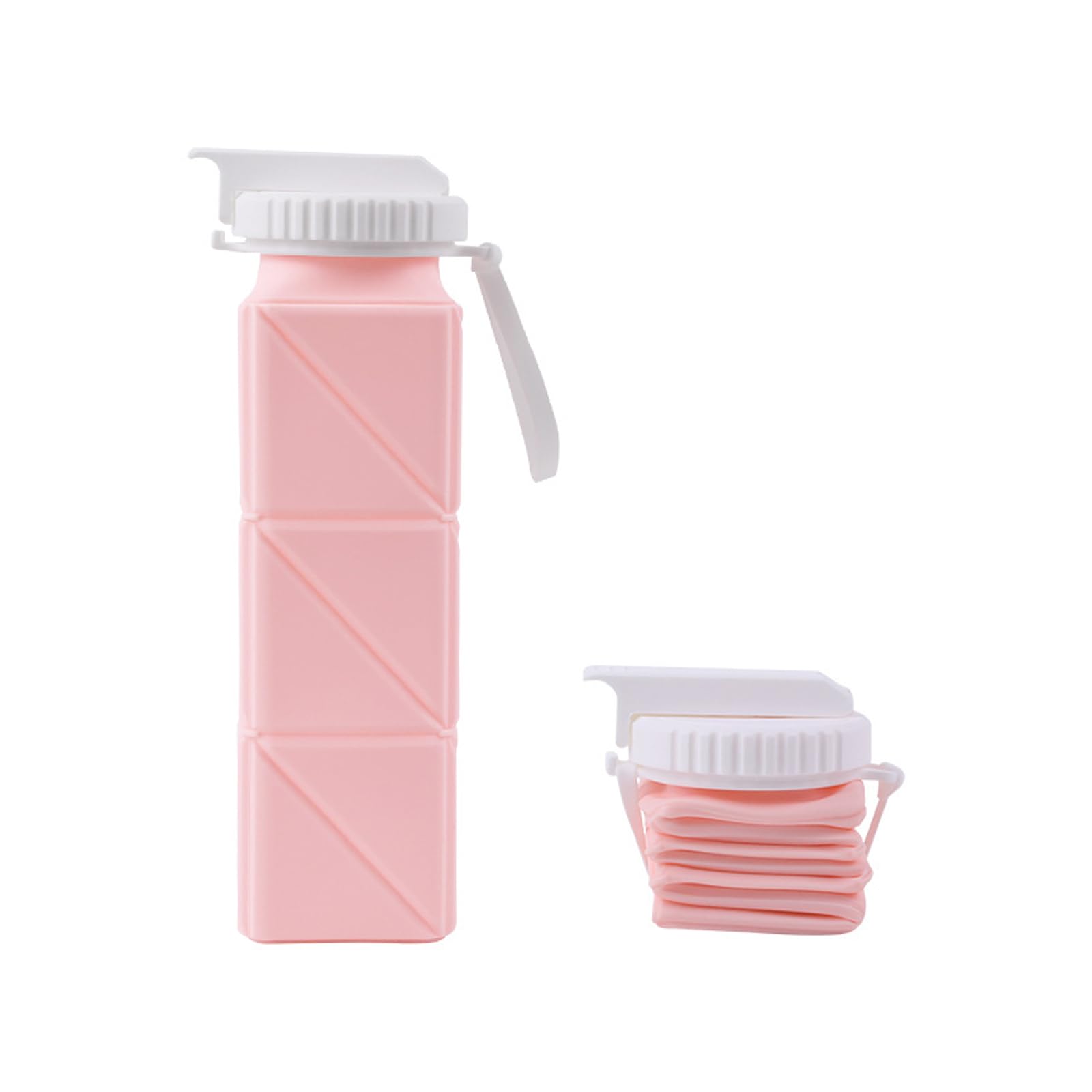 SuperAuriga Collapsible Water Bottle, Lightweight, Reusable, 650ml Leak Proof Foldable Water Cup, Portable Sport & Travel Bottle for Camping, Running, Hiking (Pink)
