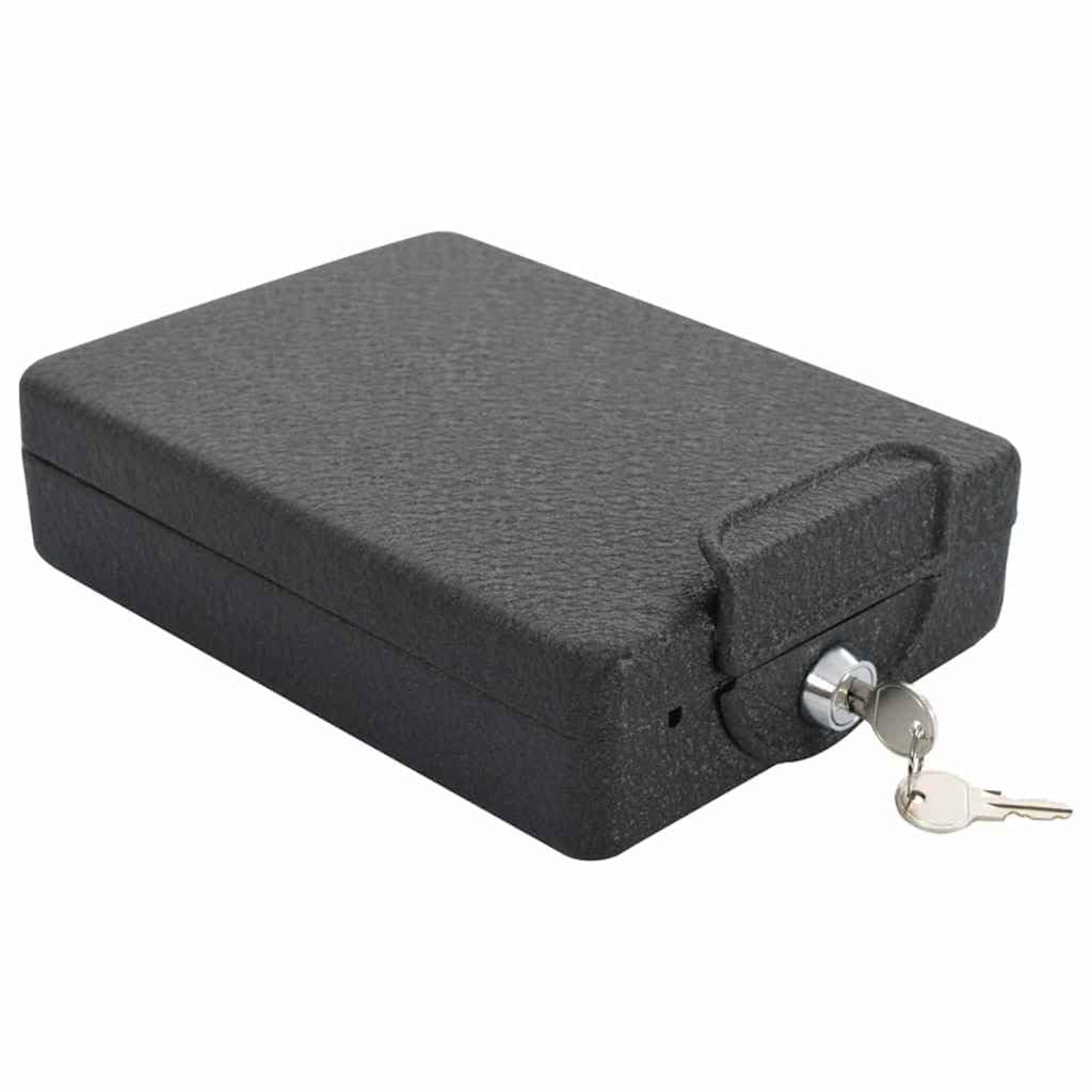 Coffre de voiture en acier avec verrouillage, 22 x 16 x 7 cm, noir, portable et sécurisé pour protéger vos affaires en déplacement