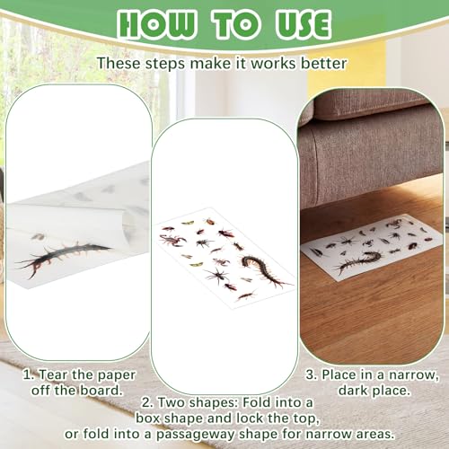 Image of Qualirey 30 Pcs Cricket Traps Indoor, Roach Bug Spider Glue Boards, Printed Insect Sticky Sheets, Foldable Triangle Traps for Kitchen, Bathroom, Basement and Garage, 5.12 x 8.27 Inch(One Piece Style)