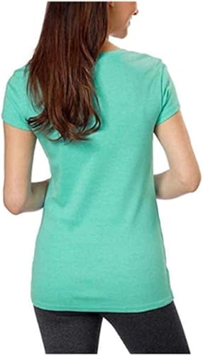 Miniatura 2 de Kirkland Signature - Camiseta de algodón con cuello en V para mujer (talla M, verde), verde azulado