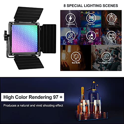 Image of GVM RGB Video Lighting, 360 Full Color Led Video Light with APP Control, 3 Packs 850D Photography Lighting Kit CRI 97, YouTube, Aluminum Alloy Shell