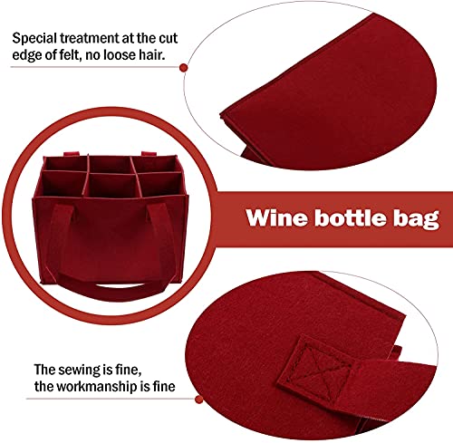 Image of GREENSHEEP 6 Bottle Wine Carrier Bag, Reusable Wine Bottle Tote Bag, Portable Wine Travel Bag with Handle for Picnic, Camping, Travel, Wine Tasting, Party (Maroon)