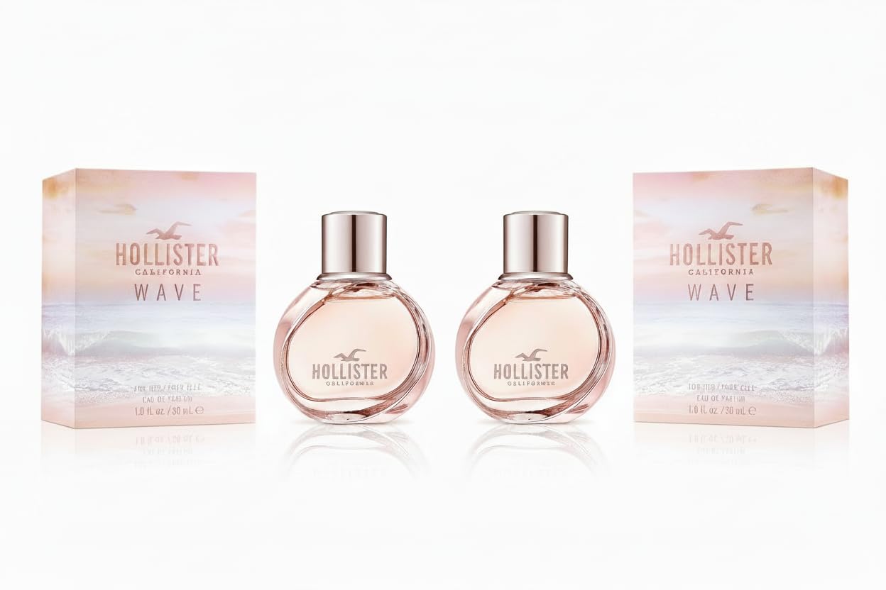 Hollister Wave For Her Eau de Parfum Spray, 1.0 oz/30 ml, Pack of 2