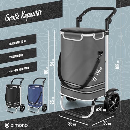 Dimono® Einkaufstrolley Klappbarer 3 in1 Trolley zum Einkaufen; 56 Liter inkl. Kühlfach; Transportwagen Shopping-Trolley Einkaufswagen Einkaufstasche (Grau) – Bild 7