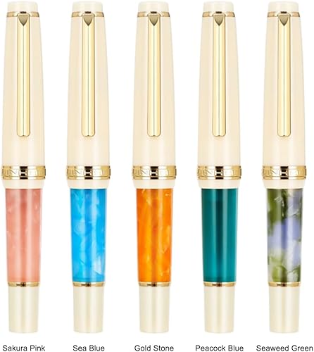 Miniatura 7 de Jinhao 82 Mini pluma estilográfica acrílica, punta doblada iridio con convertidor de tinta, mini bolígrafo de viaje rosa Sakura de bolsillo corto