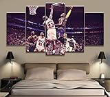 Drucke auf Leinwand Home Decor Modulares Bild Leinwand Gemälde 5 Stück NBA James Vs Jordan Basketball Star Poster Wand zum Leben
