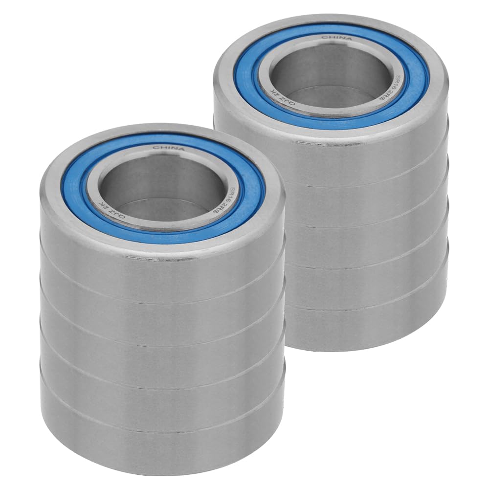[10-Pack] SR16-2RS - Stainless Steel Deep Groove Radial Ball Bearing 1 in (25.4 mm) x 2 in (50.8 mm) x 0.5 in (12.7 mm) (ID x OD x Width) with Double Rubber Seal