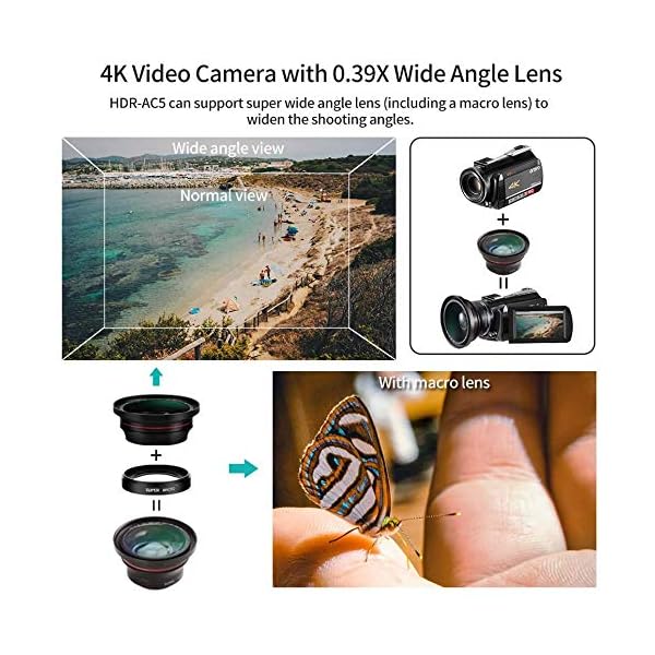 ORDRO AC5 UHD Camcorder mit 12x optischen Zoom HD 1080P 60FPS Digitale WiFi-Kamera Camcorder mit Mikrofon, Videolicht… – Bild 6
