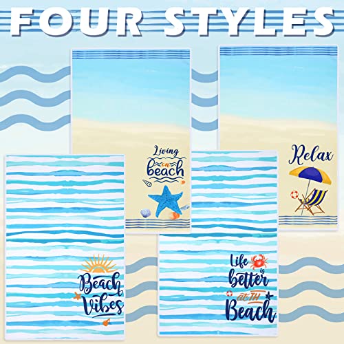 Tegeme 4 Pcs Summer Beach Kitchen Towels 16 x 24 Inch Beach Holiday Dishcloths Fast Drying Absorbent Baking Dish Clothing Blue Coastal Kitchen Towels for Daily Home Cleaning Housewarming Gifts - Image 5