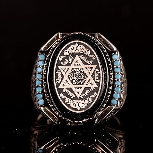 KAMBO Anillo de David of Star, anillo de sello de Salomón, de plata de ley maciza de 925 K para hombre, Personalizzato, Plata, Sin piedra preciosa
