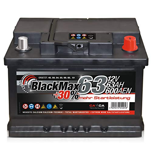 BlackMax +30% mehr Startkraft Starterbatterien für PKW/Transporter Schlepper/Traktoren (63Ah)