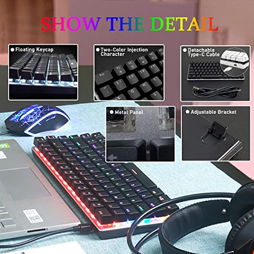 Lexonelec Ak33 Rgb Mechanical Gaming Keyboard,82 Keys Mini Compact Computer Keyboard,20 Led Backlit Black Switch Waterproof Ergonomic Keyboard For Pc Laptop Mac,Xbox,Ps4,Ps5(Black Rgb) #TOP3