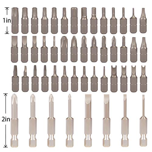 Tonsiki 53Pcs Mini Ratchet Wrench Screwdriver Set, 1/4" 90 Degree Offset Close Quarters Multifunction Screwdriver Bit Set With Magnetizer, Socket Extension Bit Holder And 50Pcs Bits #TOP2