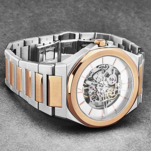 Manager Men's 'Open Mind' Silver Dial Two-Tone Stainless Steel Bracelet Automatic Watch MAN-RO-05-BM2