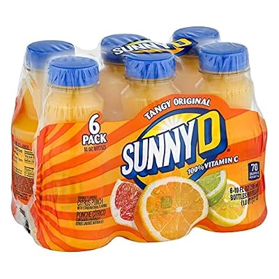 Sunny D Fruit Juice, Orange, 10 Fl Oz, 6 Count Pack of 4