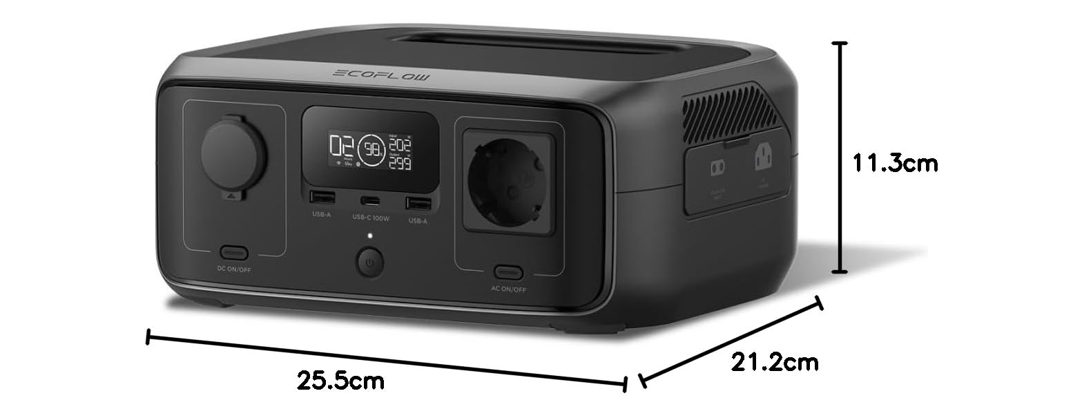 ECOFLOW RIVER 3 Przenośna stacja zasilania, bateria LFP 245 Wh, moc wyj. do 600 W, 2× dłuższa praca dzięki GaN, UPS <20 ms, o 30% mniejszy outdoorowy generator słoneczny