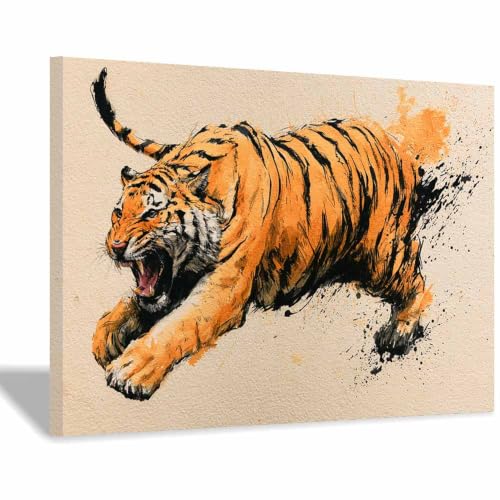 Peinture sur toile de tigres sauvages pour salon et salle de jeux