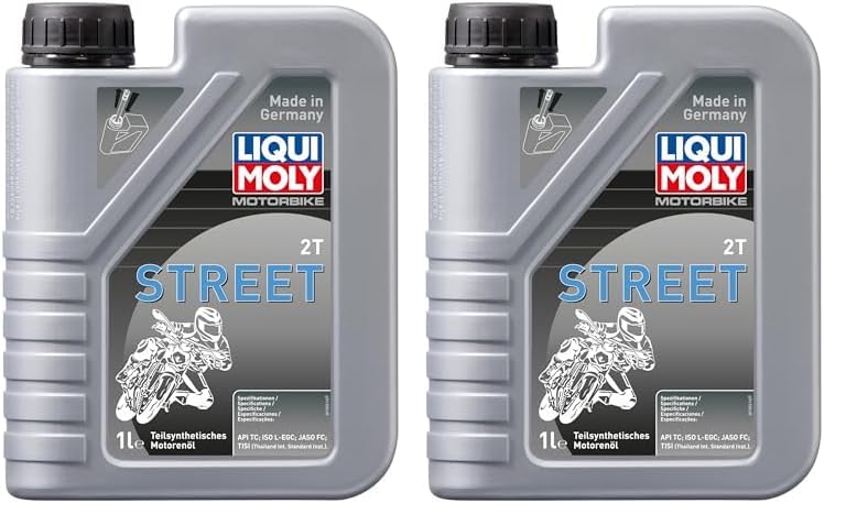 LIQUI MOLY Motorbike 2T Street | 1 L | Motorrad 2-Takt-Öl | Art.-Nr.: 1504, farblos (Packung mit 2)