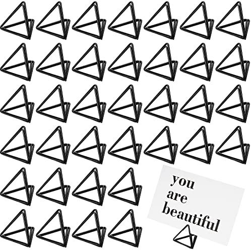 Image of Epakh 200 Pcs Place Card Holder for Table Card Holders for Wedding Triangle Shape Table Number Picture Clips Stand for Centerpiece Anniversary Party (Black)
