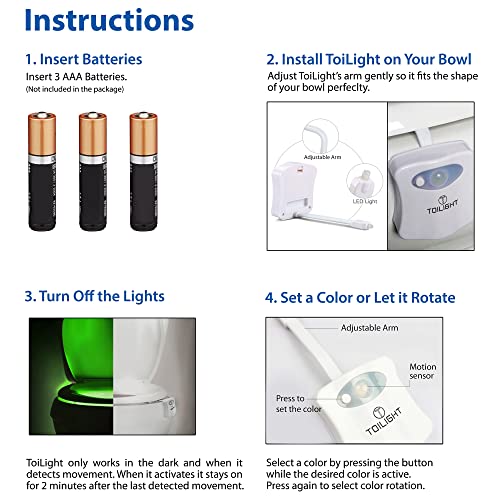 ToiLight The Original Toilet Bowl Night Light. Fun Useful Bathroom Motion Sensor photo 8