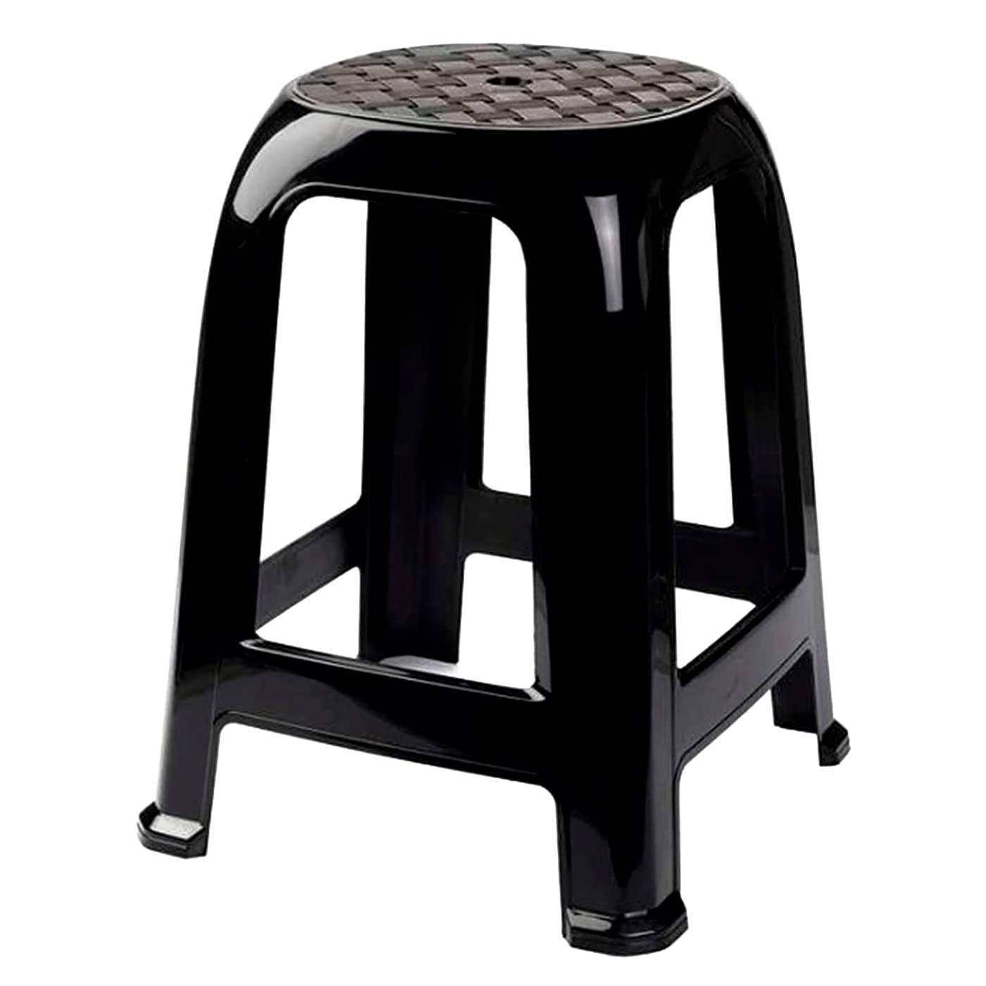 AC – Taburete PVC, Multiusos de plástico Resistente, Ideal para el hogar, Clases o Trabajo, 46.5 x 37 x 37 cm, Color Negro