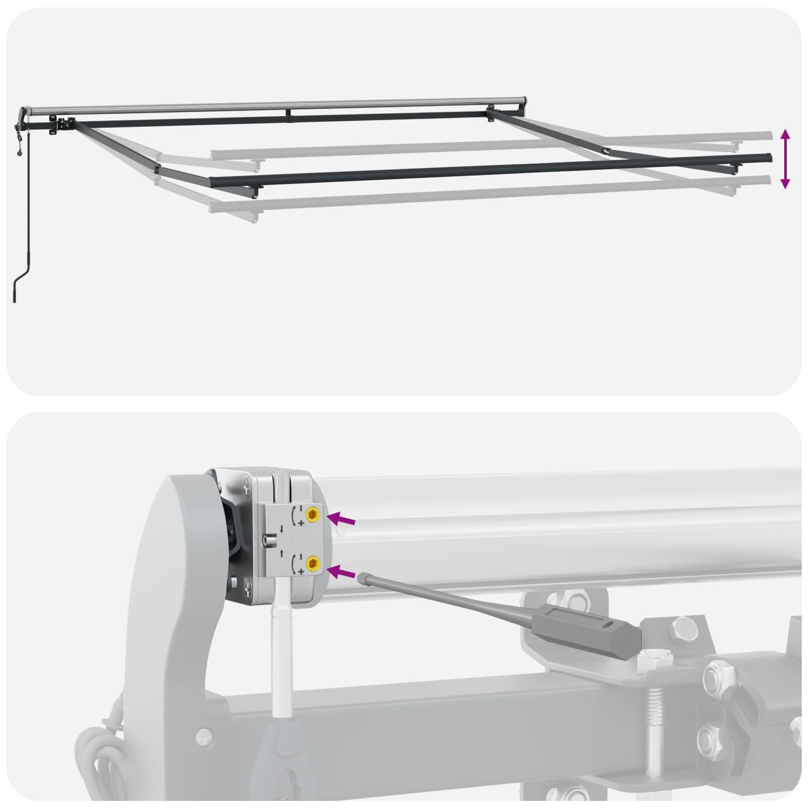 Tenda da sole retrattile, 2,5 x 2 m, colore sabbia | Parasole flessibile per patio e veranda: robusto telaio in alluminio con moderno motivo a strisce per un comfort ombreggiato.