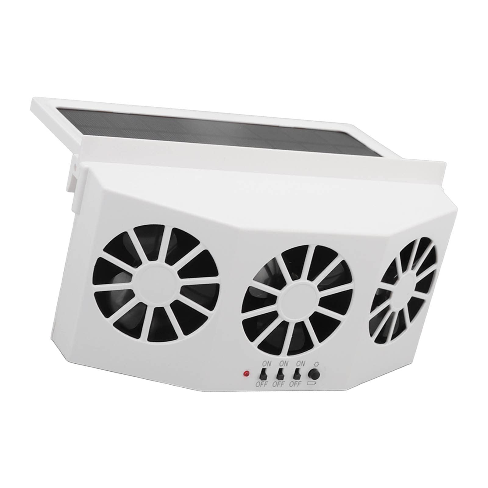 Radiateur Solaire de Voiture Grand Angle 3 Ventilateurs Déodorant Ventilateur de Ventilation D'échappement à économie D'énergie Blanc pour Accessoires de Voiture
