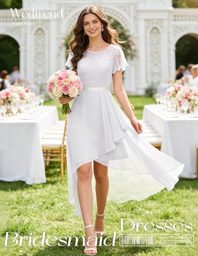 Image of Wedtrend Women's Formal Wedding Guest Dress Ruffle Bridesmaid Dress Flutter Sleeve Prom Dresses for Teens