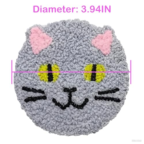 Image of 57lilina 6pcs Coaster Punch Needle Kit for Beginners & Adults, Animal Cat | Complete Step-by-Step Guide Make Punch Stitching Embroidery Art Drink Coasters, Easy DIY Hobby Craft Set for Women Starter