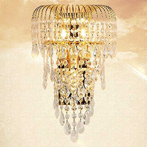 JJK - Crystal Decor Luxury K9 Crystal Wall Lamp Led Gold Living Room Bedroom Bedside Dining Room Wall Lamp European TV Wall Lamp Creates a Comfortable and Modern Ambiance JJK - Crystal Decor Luxury K9 Crystal Wall Lamp Led Gold Living Room Bedroom Bedside Dining Room Wall Lamp European TV Wall Lamp Creates a Comfortable and Modern Ambiance