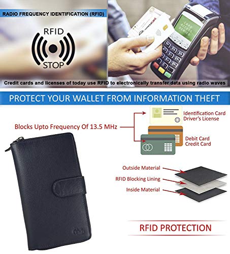 Image of Big Fat RFID Blocking Leather Organizer Checkbook Wallets For Women - Clutch