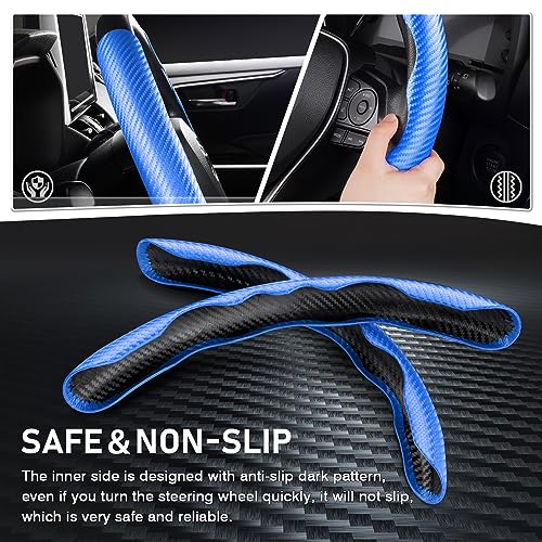 Image of Cartist Steering Wheel Cover, Carbon Fiber Steering Wheel Cover, Car Steering Wheel Cover for Men /Women, Anti-Slip, Comfortable Grip, Durable, Universal for 99% Car Interior Accessories (Blue)