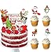 Decorazioni Natalizie per Cupcake, 22Pz Topper per Torte Natale,Decorazione Fiocco di Neve Pupazzo di Neve Babbo Natale Renna Cupcake Topper per Decorazioni Torta di Natale