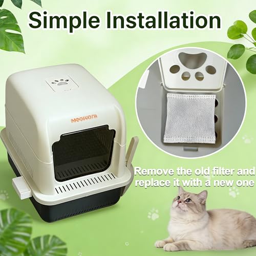 Image of NewKe 12Pcs Activated Carbon Odor Remover Refills for Hooded Cat Litter Box | Activated Charcoal Filters Replacement, Odor Eliminator for Automatic Litter Box, Filters for Pet Odor, Keep Home Fresh