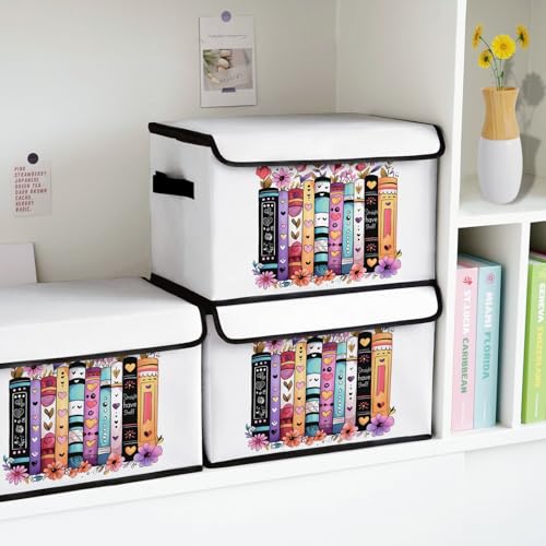Image of Stackable Storage Bins with Lids,Closet Organizers Fabric Box for Home and Office,Blanket Clothes Organizers,Under Bed Storage Containers 3 Pack
