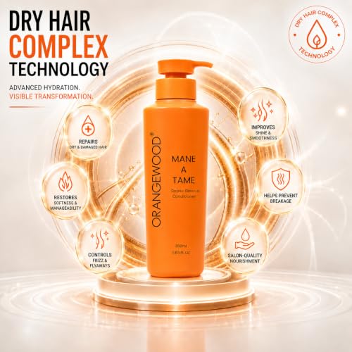 Image of Orangewood Mane‑A‑Tame Repair Rescue Shampoo & Conditioner - 2 x 350 ml Combo - Sulphate‑, Paraben‑ & Mineral‑Oil‑Free - Infused with Lime, Avocado & Quinoa to Smooth & Repair Damaged Hair