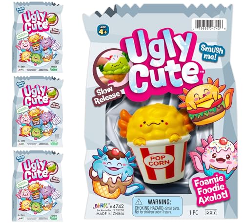 JA-RU Mini Foamie Axolotl Smushy Foodie (3 Axolotls Assorted) 4742-3s
