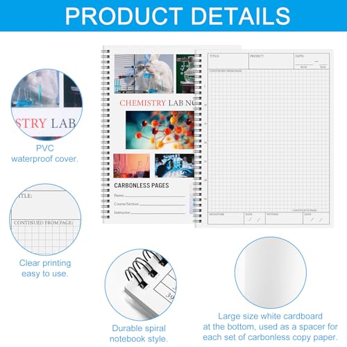 Cuaderno de laboratorio de química de 8.5 x 11 pulgadas ideal para tus experimentos de la carrera 4