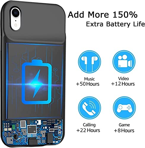 Aftryougo Battery Case For Iphone Xr(6.1 Inches), Qi Wireless Charging Compatible, 8000Mah Slim Extended Rechargeable External Black Pro Model:xdl-640Mw #TOP3