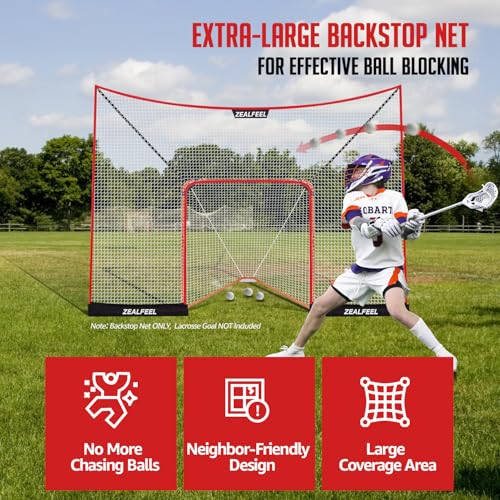 image for ZEALFEEL Lacrosse Backstop Net 14x10FT, Extra Large Coverage Lacrosse 