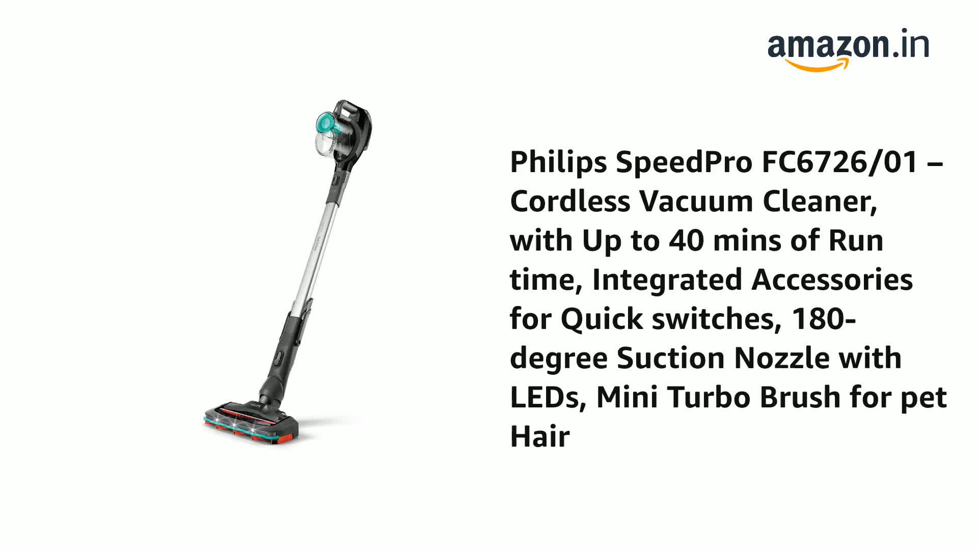 Philips SpeedPro FC6726/01 – Aspirapolvere A Batteria Senza Coperchio Antipolvere E Senza Stazione (usato)