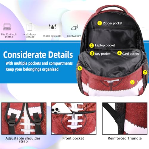 Corxiren American Football Backpack With Lunch Box thumb #5
