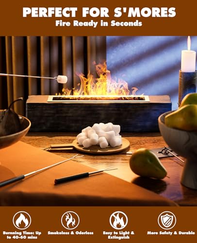 Zgrmbo Table top Fire Pit - Concrete Indoor Fire Pit Tabletop with Roasting Sticks, Rectangle Table Top Firepit, Smores Maker Kit for Indoor/Outdoor Decor, Gift for Patio Balcony - Thumbnail 3