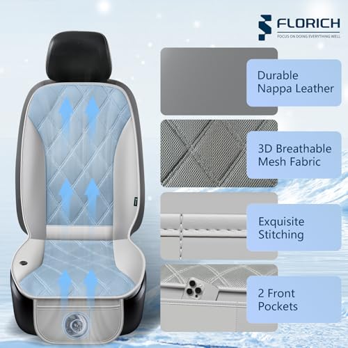 Image of FLORICH Cooling Car Seat Cushion Front Seat Ventilated Car Seat Cover 2-Hours Auto Off Cooling Mat for Car Seats with 3-Speed Adjustable Universal Fit for 12V /24V Car SUV Truck Van for Summer, Gray