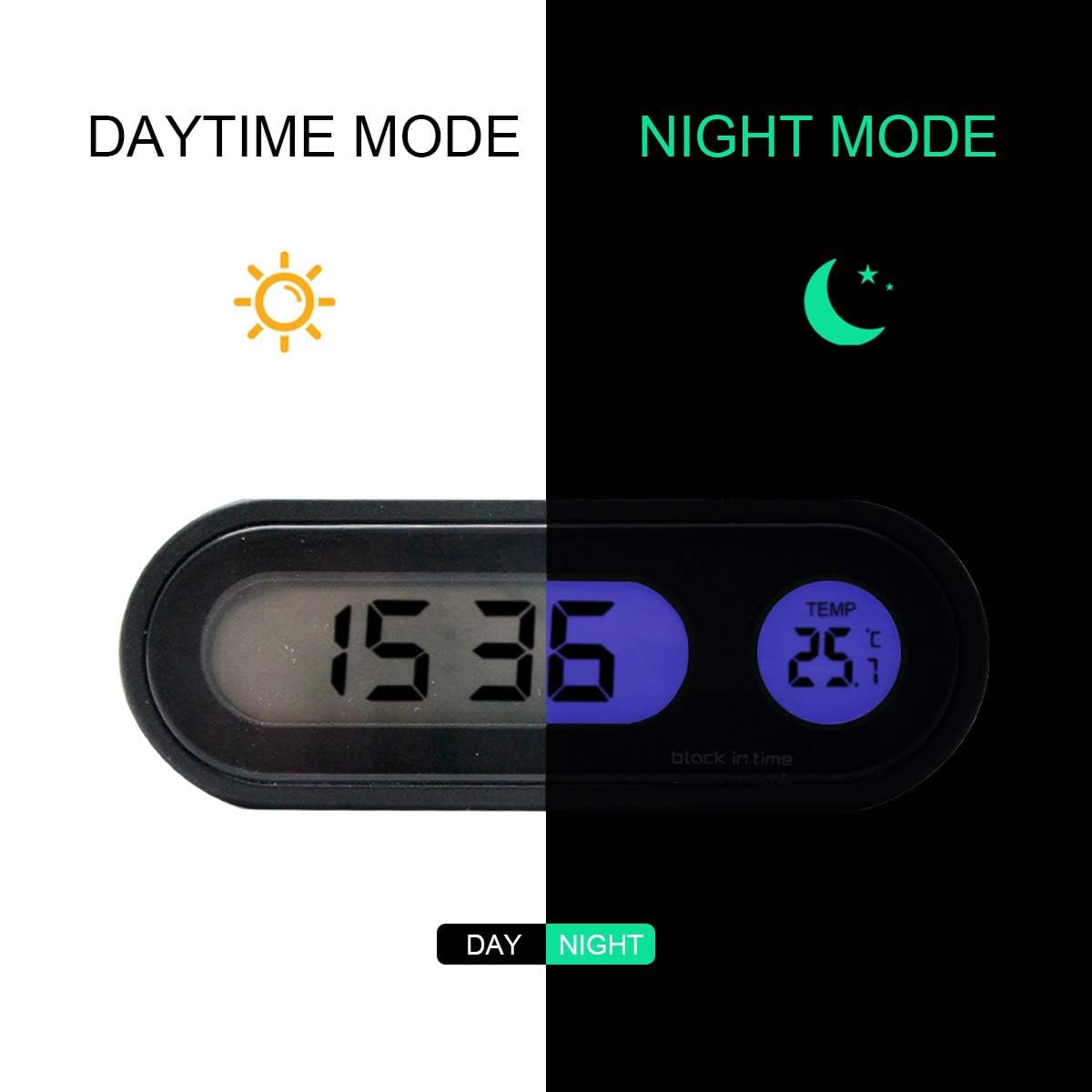Riloer Car Digital Display Electronic Clock, LED Luminous Thermometer Automotive Replacement Clock for Car Truck