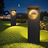 BONLION Modern Solar Pathway Lights Outdoor, 6 Pack Upgraded Moon Shaped Landscape Lights - Brighter & Waterproof Solar Powered Decor for Yard, Garden, Path, Walkway Outside Decoration
